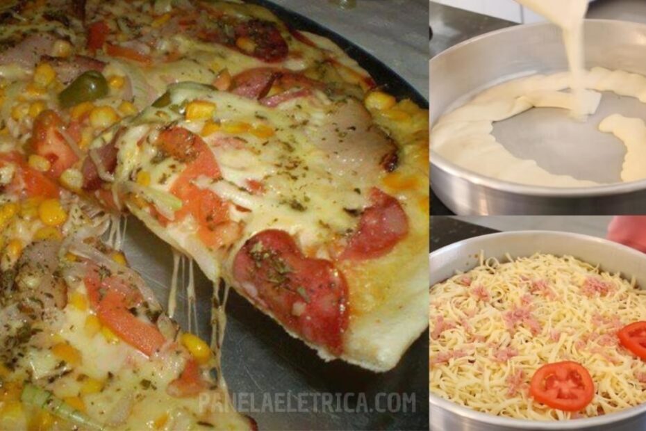 Pizza de liquidificador fácil, fica tostadinha e bem gostosa!