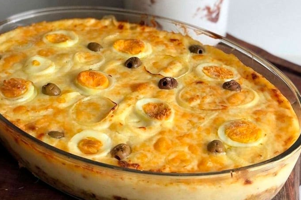 Bacalhau gratinado especial, pra comer e chorar por mais