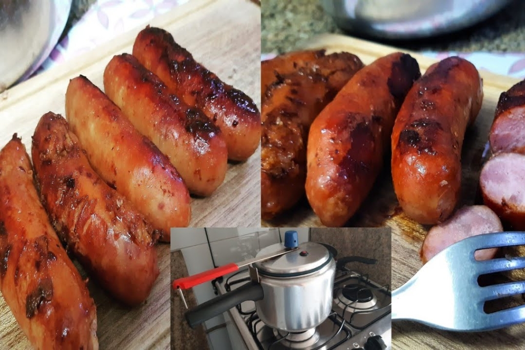 Linguiça assada na panela de pressão, fica pronta em minutos e é perfeita para o almoço ou jantar