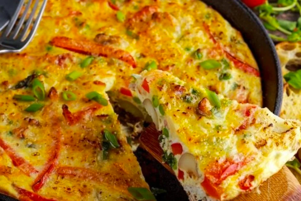 Omelete de bacon low carb, no forno sabor pizza, low carb cetogênico